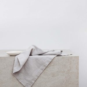 Washed Linen Dining Napkin Set in Smoke Gray