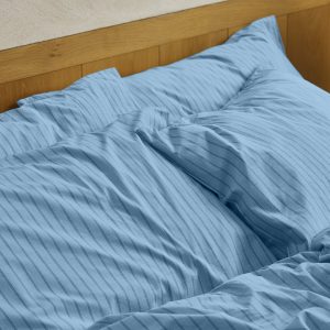 Pale Blue Striped Cotton Pillowcase Pair