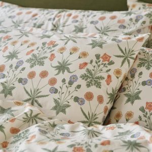 Cream Floral Cotton Pillowcase Pair
