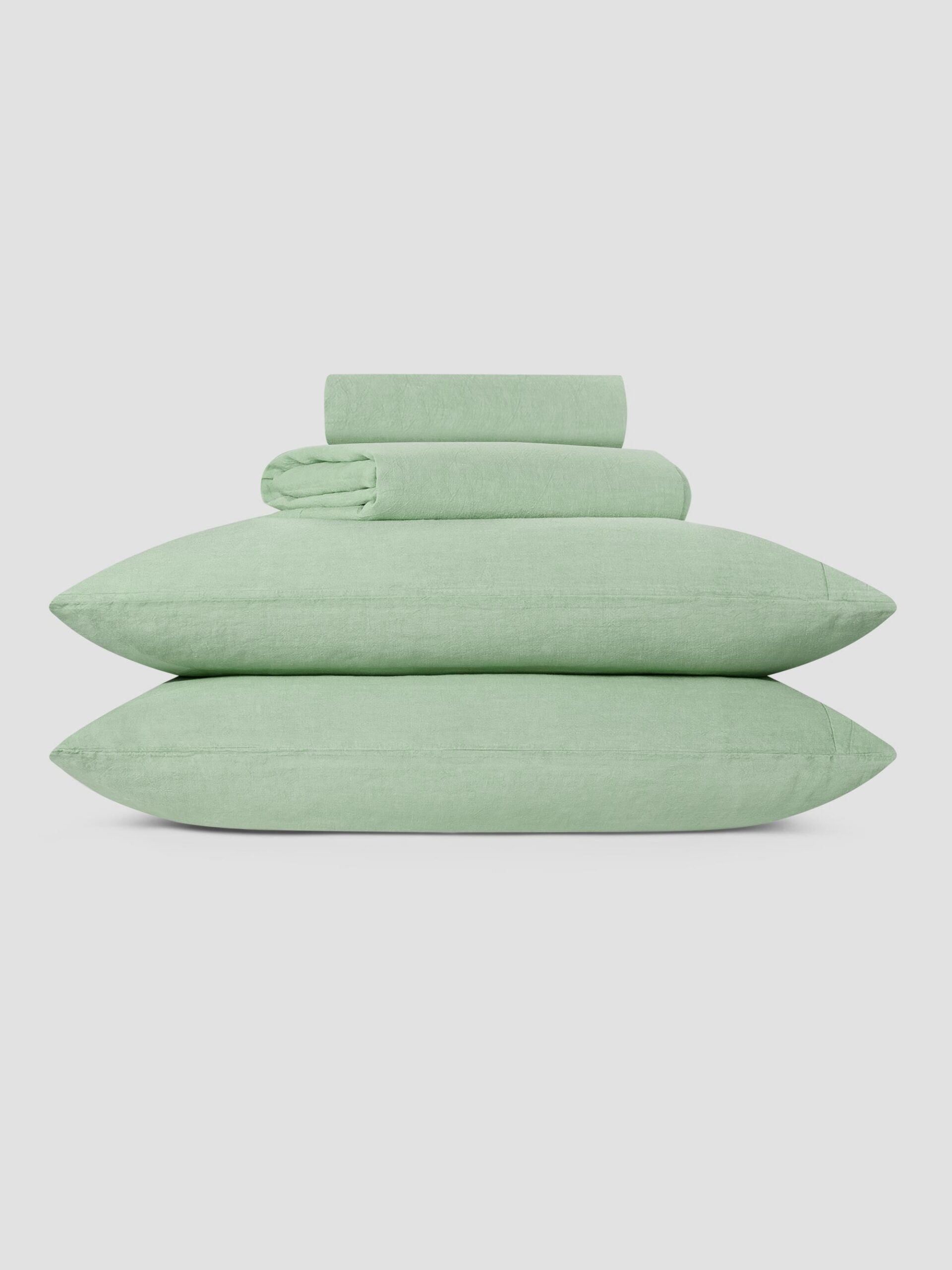 Sage Green Linen Blend Bedding Set