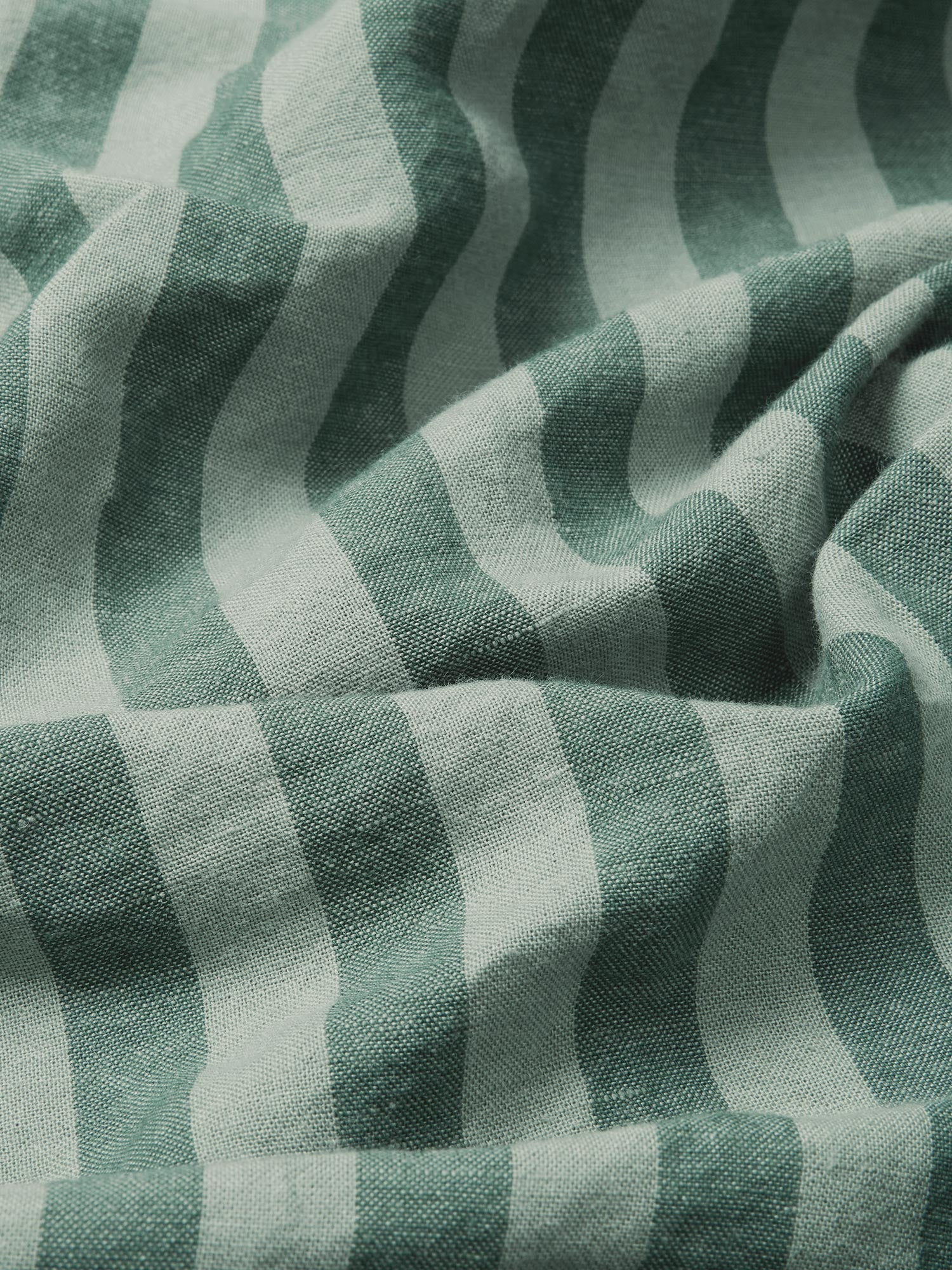 Pine Green Striped Linen Pillowcase Pair - Image 3