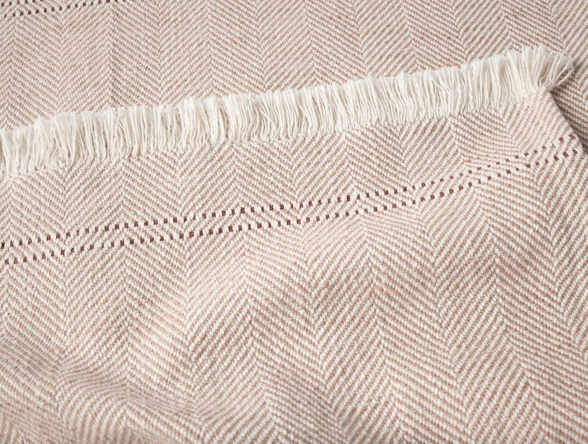 Warm Beige Herringbone Textile Throw Blanket for Everyday Comfort - Image 5