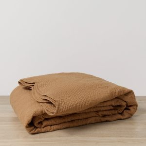 Embroidered Linen Bedcover for Layered Comfort