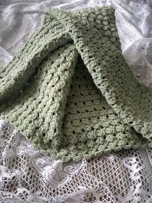 Light Sage Crocheted Elegant Lace Throw - Chair Throw/Crochet Afghan/Farmhouse Blanket/Couch Throw - Image 7
