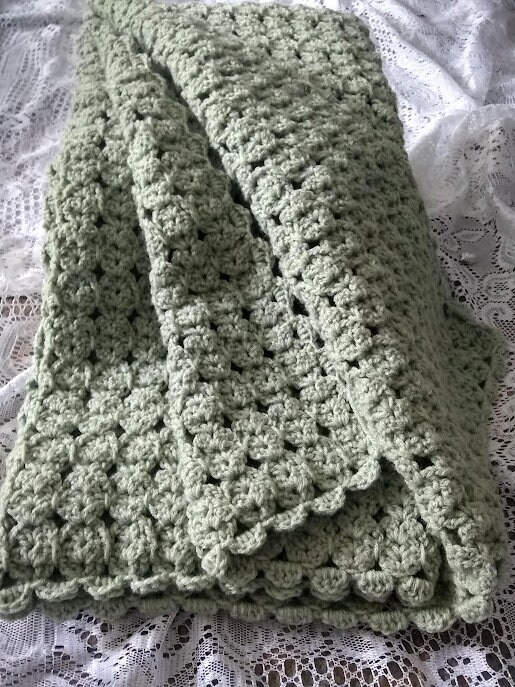 Light Sage Crocheted Elegant Lace Throw - Chair Throw/Crochet Afghan/Farmhouse Blanket/Couch Throw - Image 2