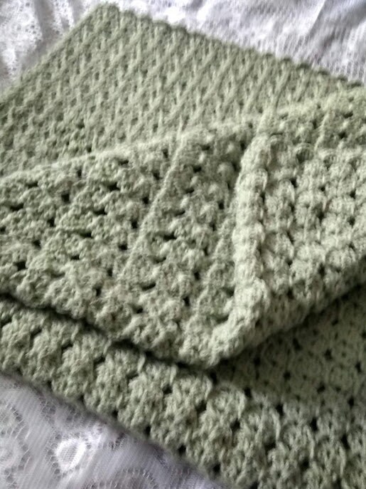 Light Sage Crocheted Elegant Lace Throw - Chair Throw/Crochet Afghan/Farmhouse Blanket/Couch Throw - Image 3
