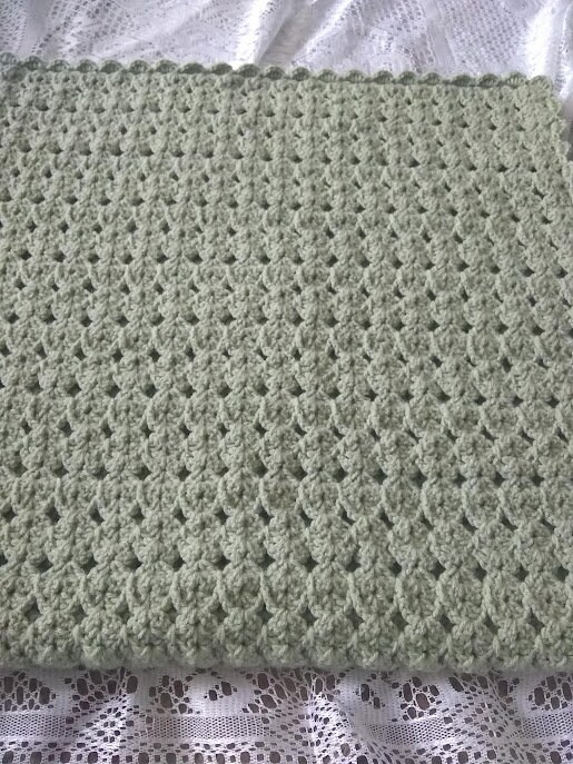 Light Sage Crocheted Elegant Lace Throw - Chair Throw/Crochet Afghan/Farmhouse Blanket/Couch Throw - Image 5