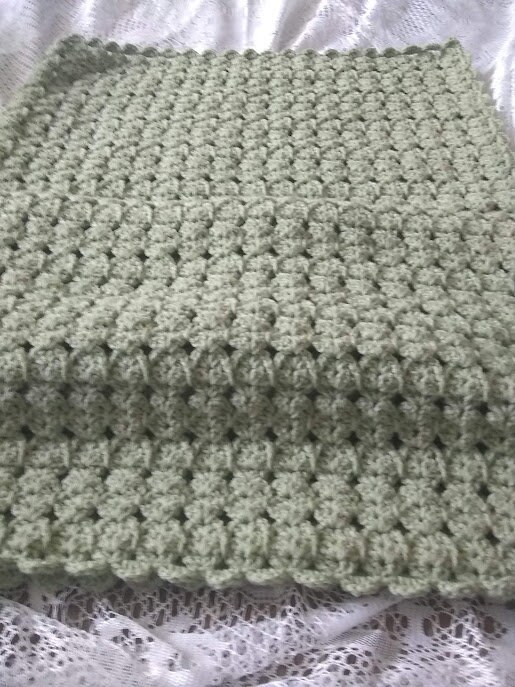 Light Sage Crocheted Elegant Lace Throw - Chair Throw/Crochet Afghan/Farmhouse Blanket/Couch Throw - Image 6