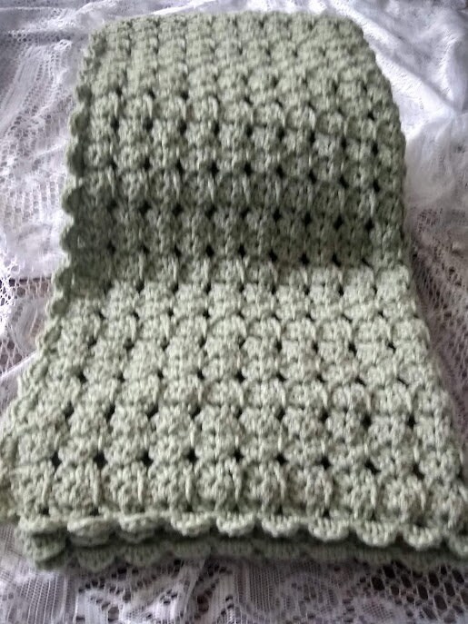 Light Sage Crocheted Elegant Lace Throw - Chair Throw/Crochet Afghan/Farmhouse Blanket/Couch Throw - Image 8