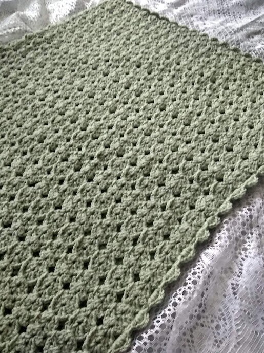Light Sage Crocheted Elegant Lace Throw - Chair Throw/Crochet Afghan/Farmhouse Blanket/Couch Throw - Image 4