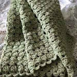 Light Sage Crocheted Elegant Lace Throw - Chair Throw/Crochet Afghan/Farmhouse Blanket/Couch Throw