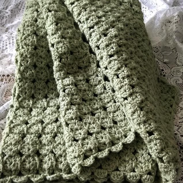 Light Sage Crocheted Elegant Lace Throw - Chair Throw/Crochet Afghan/Farmhouse Blanket/Couch Throw