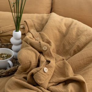 Muslin Duvet Cover: Soft Gauze Bedding, Coconut Button Closure